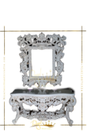Satin White Console with Mirror Frame