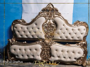 Wooden Carved Golden Bed RWC BD 10040